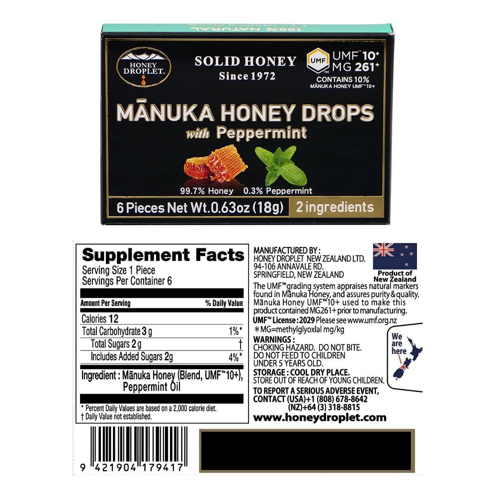 Peppermint Manuka Honey Drops – UMF™ 10+ Blend